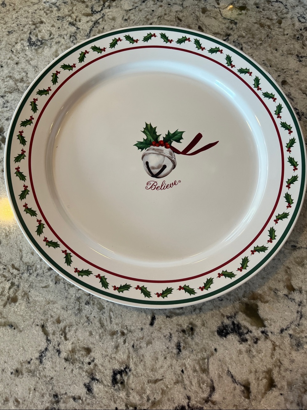 Hallmark The Polar Express Believe Christmas Dinner Plate Bell Holly White